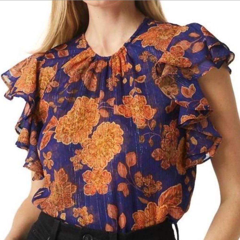 MISA Los Angeles Galeta Top In Blue Marigold Small & Medium